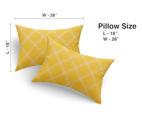 Image of RD TREND Waterproof Fitted Bedsheet for Queen Size Bed (78x60x8 Inches) | Ultra-Soft Glace Cotton Elastic Sheet with 2 Pillow Covers (18x28 Inches) (Yellow Check)