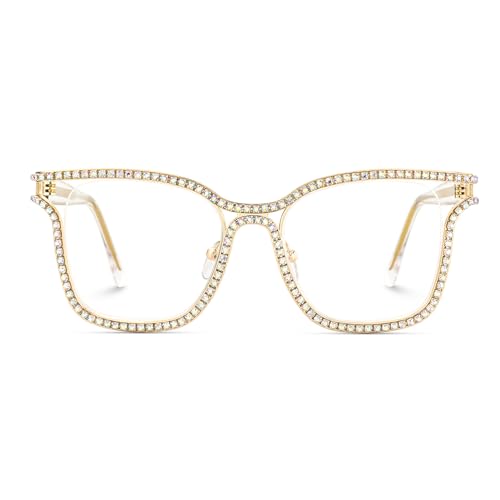 Image of Zeelool Glasses Frame for Women Diamond Square Blue Light Blocking Glasses Shine JGM104070 Transprtant