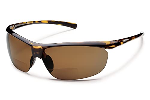 Suncloud Zephyr +2.00 Polarized Reader Sunglasses, Tortoise Frame, Brown Polycarbonate Lenses