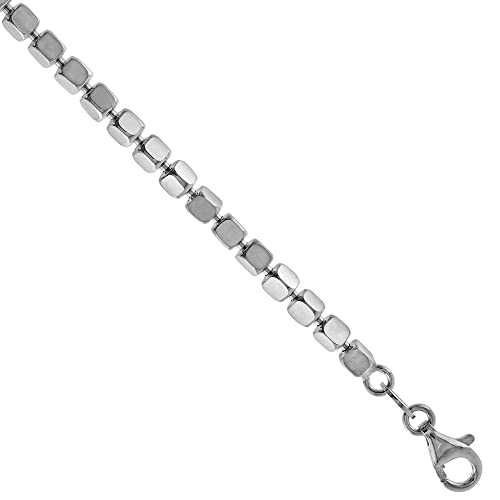 Sterling Silver 3mm Cube Bead Ball Chain Necklaces and Bracelets for Women & Men Nickel Free Italy3