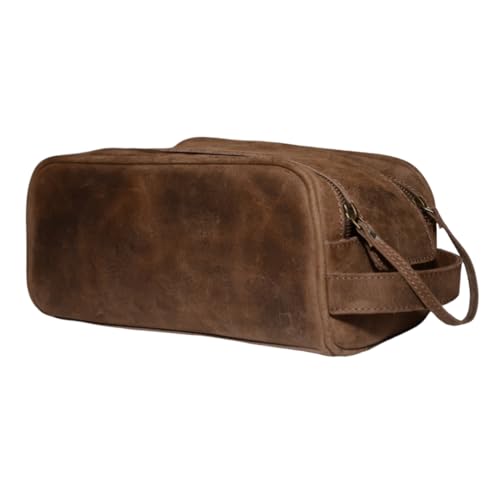 Premium Buffalo Leather Unisex Toiletry Bag/Leather Travel Dopp Kit2