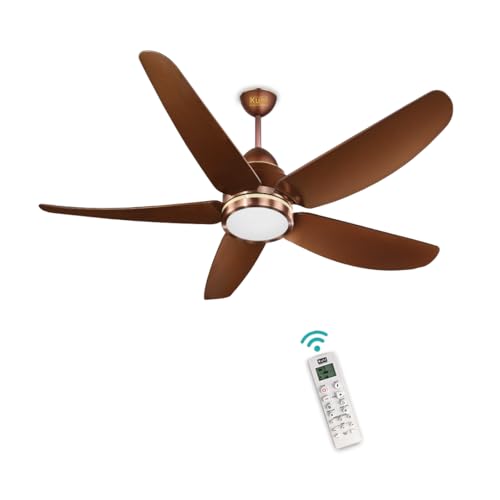 Image of KUHL Luxus C5 1200mm Stylish 65% Power Saving BLDC Ceiling Fan with Remote | Night & Down Light | 29W |BEE 5 Star | Low Noise | IoT -Operate via Mobile & Alexa | Reverse Mode |Free Installation|Brown