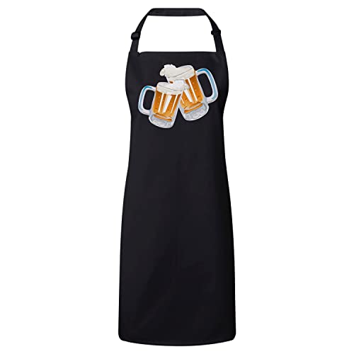 Tablier Cuisine Premium Noir Bière Pression avec Poche Centrale Pratique