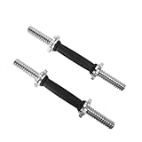 Threaded Dumbbell Rubber Handles 1 Inch Pair, 14' Adjustable Dumbbell Bar Handles, Fits Standard Weight Plates with 1” Diameter, for Gym Workouts, Exercise, Weightlifting, Sold in Pair