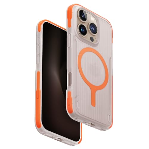 UNIQ Hybrid Combat Active Coque de téléphone compatible avec iPhone 16 Pro Max, chargement MAGCLICK (orange volt)