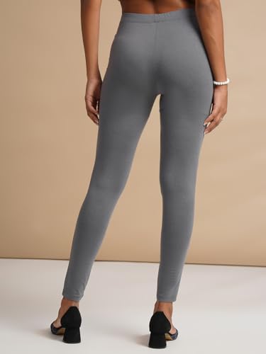 Image of ONE SKY Women Full Length Leggings | Cotton Modal Spandex Blend | High Waist Stretchable & Bio-Washed Fabric | Colour-Lock Technology | Comfortable Leggings for Women