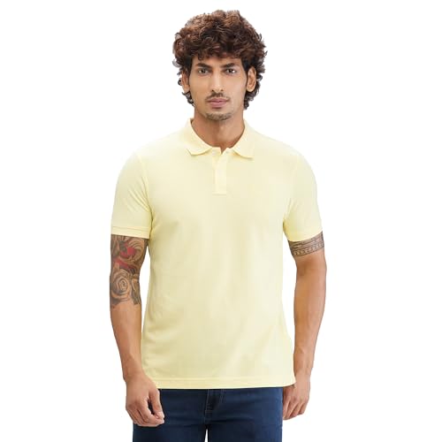 Image of Parx Men Regular Fit Solid Pattern Cotton Polyester Blend Half Sleeve Polo Neck Casual T-Shirt
