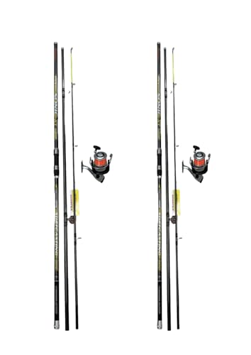 MGFISHING Kit Combo Surfcasting 2 Canne TRABUCCOSonic 3pz 4,20mt 200gr + 2 Mulinelli a scelta (2 SONIC 3PZ + 2 OCEANIC 8000)