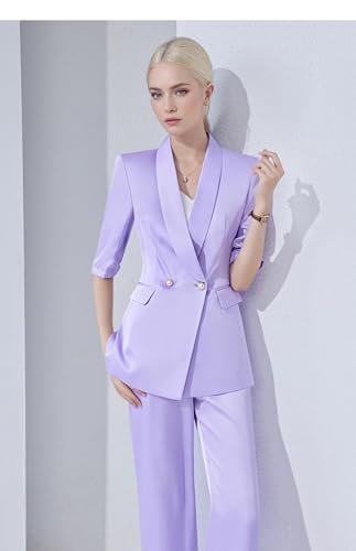 Smoking de dîner formel chic avec veste croisée à col châle en satin - 3