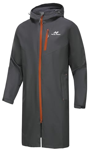 Rain Jacket Men,Waterproof Breathable Long Raincoat with Hood Mesh Lining