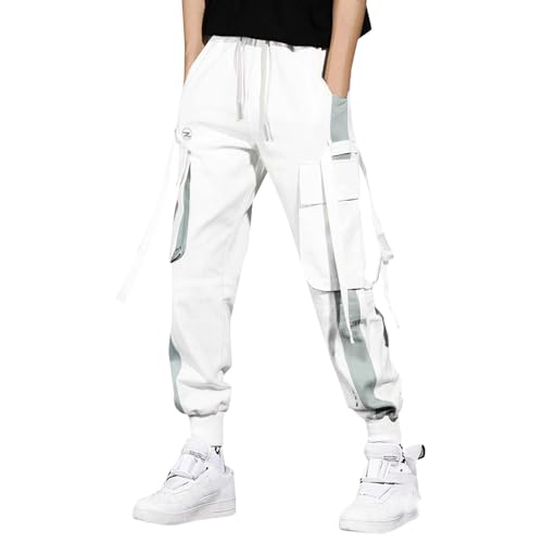 Duohropke Pantalones cargo Hip Hop Pants Streetwear Negro Jogger para hombre Táctico Gótico Japonés Street Style Pantalones, 01 verde., XXL