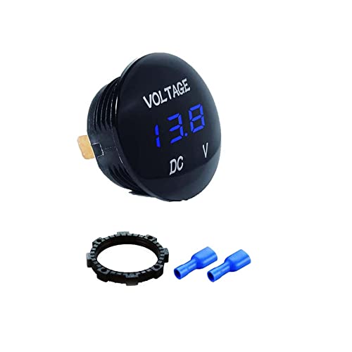 Mini LED Digital Voltmeter Batterie Tester 12 Volt/24Volt Spannungsmesser Wasserdicht für Auto Motorrad Boot 1 Stück Blau Cover