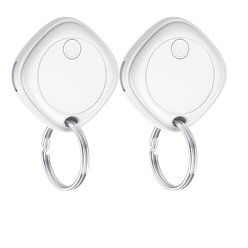Item Finder Bluetooth, Air Tracker Tag compatibile con Apple Find My (solo iOS), localizzatore chiave per valigia, bagagli e altro, segnale acustico da 100 dB, batteria sostituibile, 2 bianco