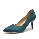 Business High Heels für Frauen Spitzschuh Stilettos Slip On Schuhe Hochhackige Arbeitsschuhe Pumps Schuhe Herbst Damenschuhe (Green, 37)