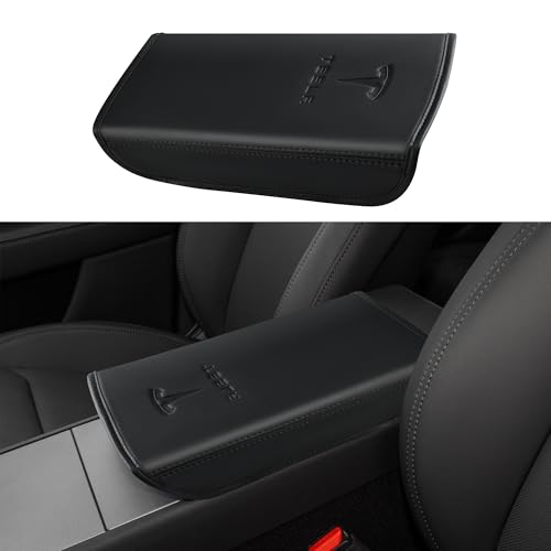 POKUNG Center Console Armrest Cover Designed for Tesla Model 3 Highland 2024-2027/Model Y Juniper 2025-2027 Refresh Center Console Accessories for Model 3/Y Interior Accessories 2026 Black