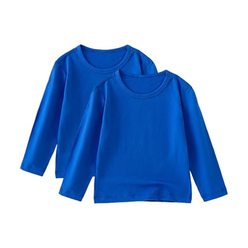 2 Pack Toddler Girls Cotton T-Shirts Kids Soft Casual Crewneck Top Boys Basic Solid Long Sleeve Tees for 1-11 Years