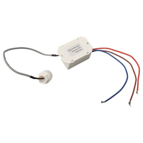 Violiica Interruptor de control de luz con sensor de movimiento del cuerpo del relé eléctrico, detección PIR ajustable de 360° hasta 8 m con fuente de alimentación CA 220-240 V para control automático