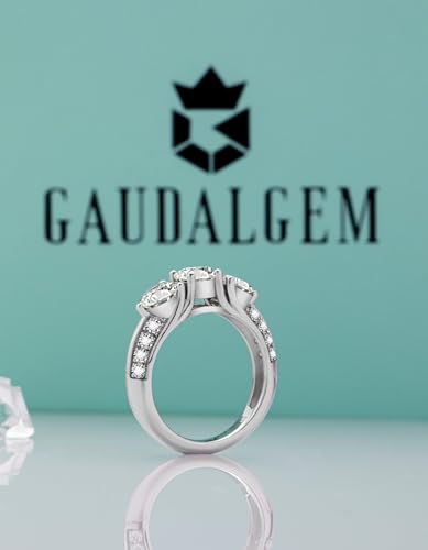 3 stone Moissanite Wedding Bands for Women,3.1CTTW Round cut D Color VVS1 promise anniversary Engagement Rings,18K White Gold Plated S925 Sterling Silver Valentine's Day Gift2