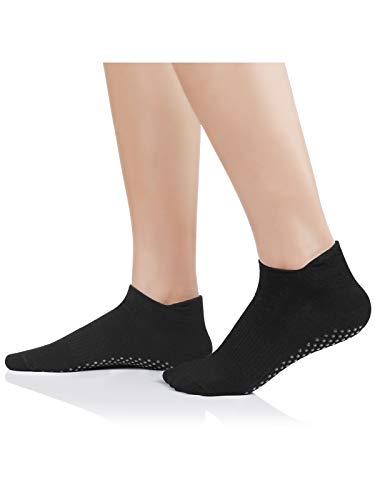 Komorebi Yoga Socks For Women With Grips Non Slip Grip Socks Anti Skid Hospital Socks Slipper Socks For Home,Pilates,Barre A 1 Pair Black One Size #TOP2