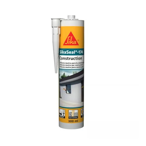 SIKA - Silicone neutro flessibile per edilizia e serramenti - SikaSeal-174 Construction, Nero - Sigillante finestre, docce, facciate, ambienti umidi - Resistente muffa e UV - Interno/esterno - 300ml