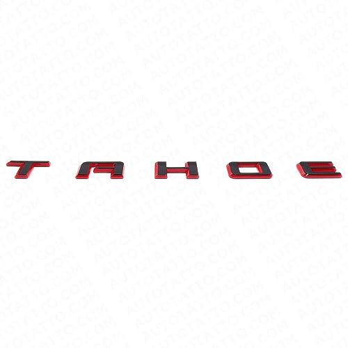 Image of 1Pc 2021+Tahoe Liftgate Nameplate 3D Badge Letter Logo Emblem RST Replacement for Tahoe (Black Red)