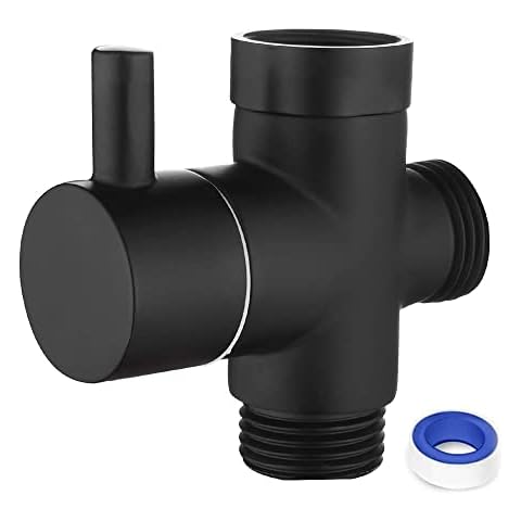 AMORIX Shower Diverter G1/2 Solid Brass 3 Way Diverter Valve for Hand Shower and Fixed Shower Head Replacement Component (Black) Cover