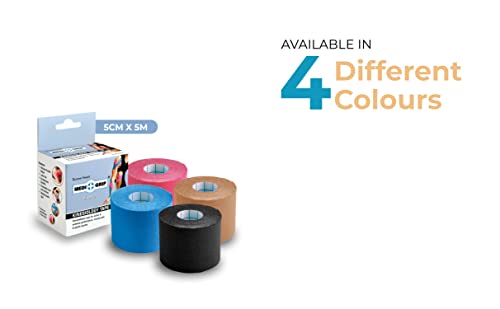 Image of Medigrip Kinesiology Tape (5 cm x 5 m) - 1 Roll, Blue - Waterproof, Sweat-Resistant, Bi-Directional Flexibility for Muscle Support, Sports Injuries & Active Performance