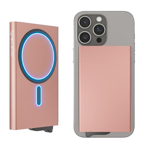 Image of CODE 118 Wallet for Men - Slim Minimalist Aluminum Magnetic Card Holder - RFID Blocking Front Pocket Mag Safe Wallet with Strong Magnet Attachment (Rose Gold)
