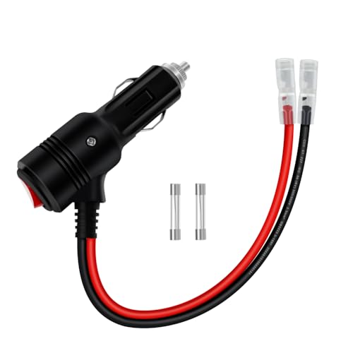 HuaLiSiJi Adaptateur Male Allume Cigare Adaptateur Prise Male Allume Cigare 12V avec Interrupteur 14AWG 20A pour Moto, Voiture, Bateau, Chargeur Solaire (0.5m)