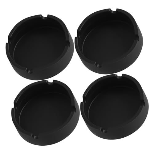 TOPBATHY Posacenere da Ufficio e Hotel in Silicone Resistente al Calore, Portacenere Rotondo Nero Antiurto, Set da 4 Pezzi per Casa, Bar e Ristorante