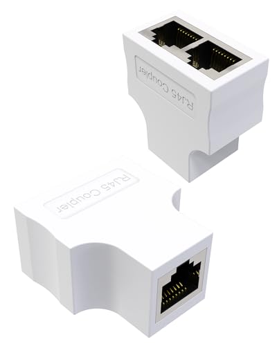 VANDESAIL Splitter LAN 1 su 2, RJ45 Splitter LAN Switch 2 porte, 2 Pack LAN Splitter & Distributore Ethernet, prolunga di rete, adattatore bianco VANDESAIL Splitter LAN 1 su 2, RJ45 Splitter LAN Switch 2 porte, 2 Pack LAN Splitter & Distributore Ethernet, prolunga di rete, adattatore bianco