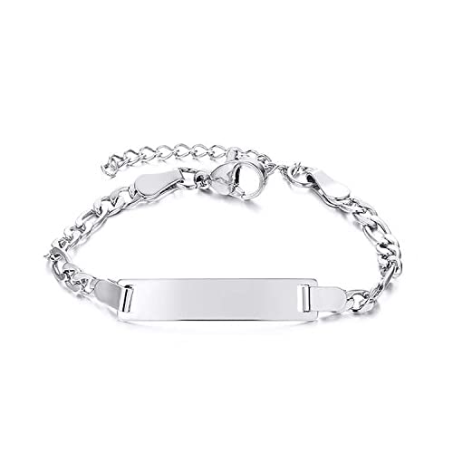 Adjustable 925 Sterling Silver Personalized Baby Name Bracelet, Personalized Adjustable Chain Bracelet, Customized Baby Nameplate, Personalized Gift, Customized Jewelry Gift for Women (Figaro)