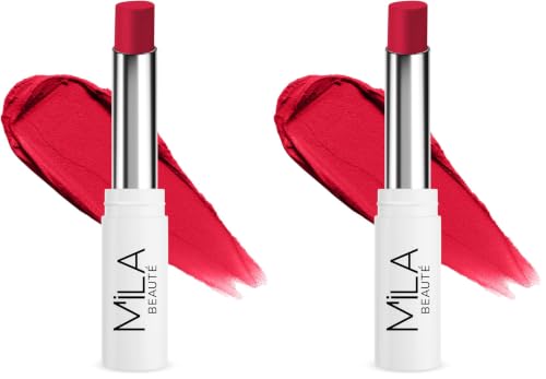 Image of Mila Beaute 24 Hrs Locked In Lips Transfer Proof Lipstick | Enriched With Mango Seed Butter & Hyaluronic Acid | Transfer Proof Formula with Velvety Texture | Smudge Proof & Highly Pigmented | Shade - (Fresh Rose, 3.2g)