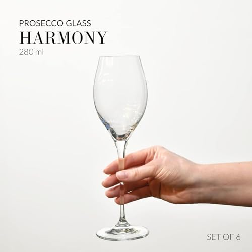 Krosno Large Prosecco Champagne Sparkling Wine Glasses Flutes | Set of 6 | 280 ML | Harmony Collection | Perfect for Home, Restaurants and Parties | Dishwasher Safe - Image 4