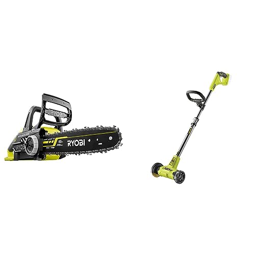 Ryobi OCS1830 18 V 30 cm Bar ONE+ Cordless Brushless Chain Saw & RY18PCA-0 ONE+ Patio Cleaner with Wire Brush (Bare Tool), 18 V