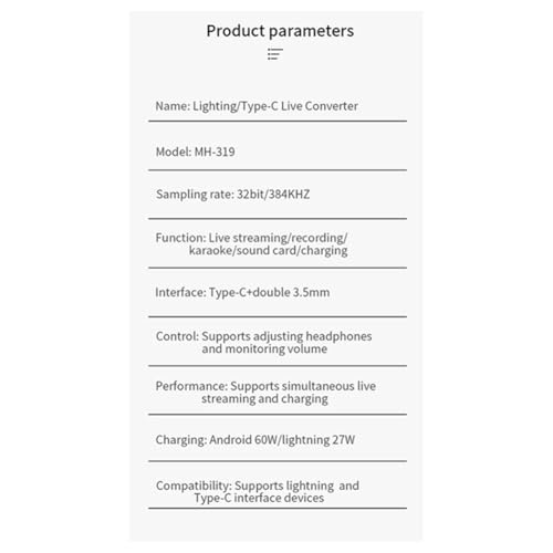Adaptateur carte son live 2 en 1 Type-C et Lightning pour diffusion