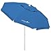 Caribbean Joe Tilting Beach Umbrella Double Canopy Windproof Design with UV Protection, Blue, 6.5'