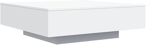 Miniatura 7 de Mesa de centro para sala. Mesa de centro blanca 39.4 x 39.4 x 12.2 pulgadas, madera de ingeniería, adecuada para dormitorios, salas de estar y