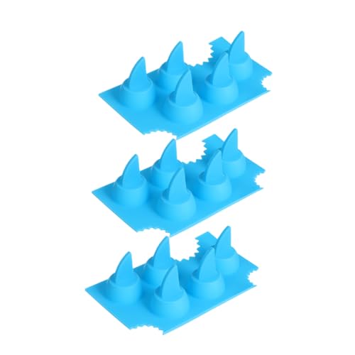 3 moldes de silicona para cubitos de hielo con forma de aletas de tiburón miniatura 1