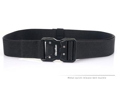 Men's Tactical Nylon Belt - Quick Release Heavy Duty Belt for Outdoor, Work, Sports, Training, Hiking & Casual Wear - Adjustable No-Hole Design, 500kg Load Capacity, Black2