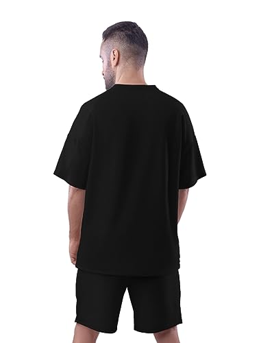 Image of Be Crazy Oversized Loose Baggy Fit Drop Shoulder Half Sleeves Pure Cotton Anime Graphic Printed T-Shirt for Men