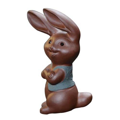 Cabilock Figurita de Conejo Roja para Adorno de Kung Fu Escultura de Pet Decoración para Casa y Oficina