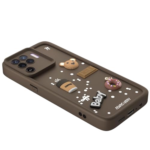 Image of Bintage Case Ball Bear| Donut| Milk Cake| Baby| Coffee Rubber Case Camera Protection Back Cover Compatible for Oppo F19 Pro 4G - Brown