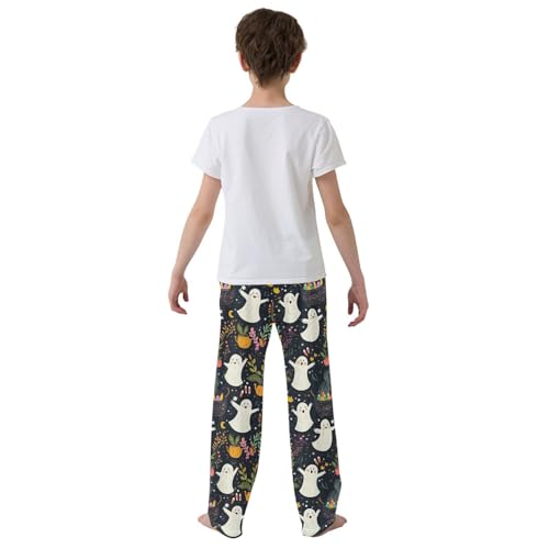 Boys' Pants Halloween Ghosts Colorful Leave Long Bottoms Jogger Pants Elastic Waist Trousers with Pockets S-XL3
