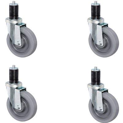 CasterHQ- 4 INCH Gray TPR Caster Wheel Set for Commercial Kitchen PREP Tables, All Swivel - Non-Locking