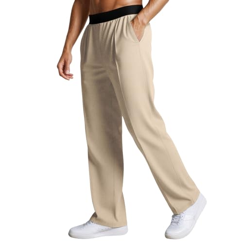 Pantalon été homme décontracté en tricot extensible avec ceinture élastique