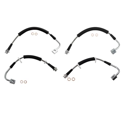 Image of TRQ Performance Front and Rear Brake Hose Set Compatible with 2011-2012 Chrysler Town & Country Dodge Grand Caravan 2012-2015 Ram C /V 2011-2014 Volkswagen Routan