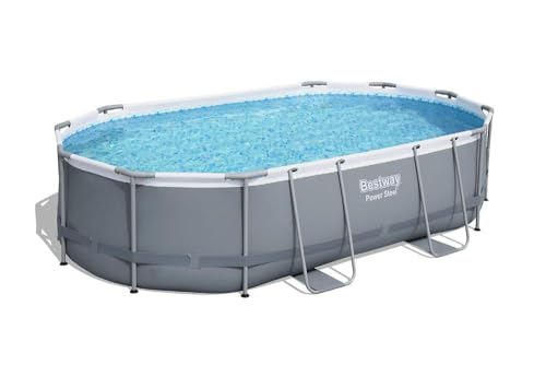 Bestway - Kit de piscina ovalado (488 x 305 x 107 cm), color gris