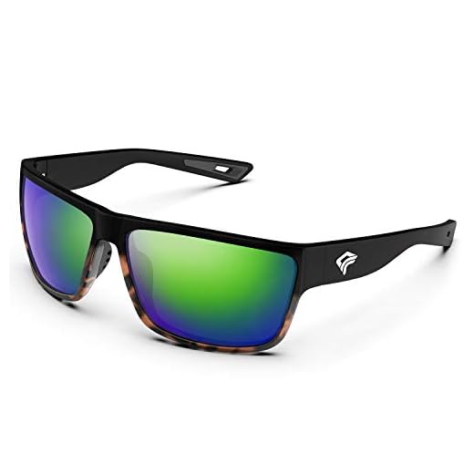 TOREGE Polarized Sports Sunglasses for Men and Women Cycling Running Golf Fishing Sunglasses TR26 (Black-Tortoise Frame &Ice Green Lens)