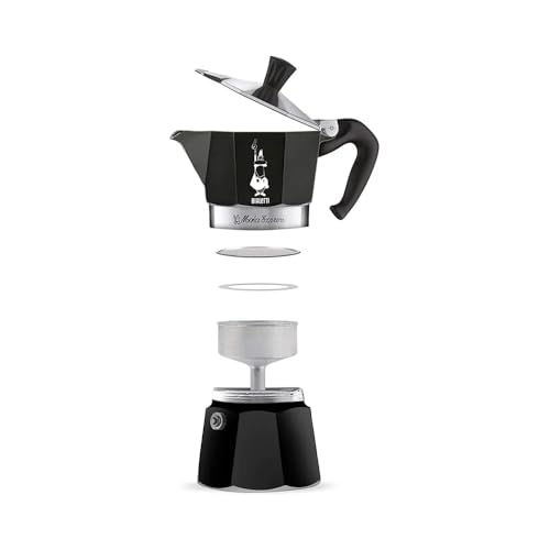 Bialetti Caffettiera Moka Express Color, 6 Tazze, Manico anti scottatura, Non adatta a induzione, 6 Tazze (250 ml), Alluminio, Nero - 2